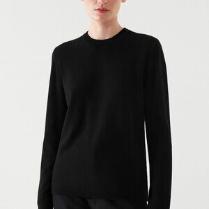 COS Black Top Pullover TOP Size L, 100% Cotton COS Top